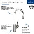 VILLEROY ET BOCH - Robinet cuisine  Umbrella flex anthracite + nettoyant - vignette