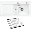 VILLEROY ET BOCH - Evier 1 bac et demi  Subway Pure 60 100 x 51 égouttoir à gauche céramique sans vidage blanc + Egouttoir déroulable - vignette