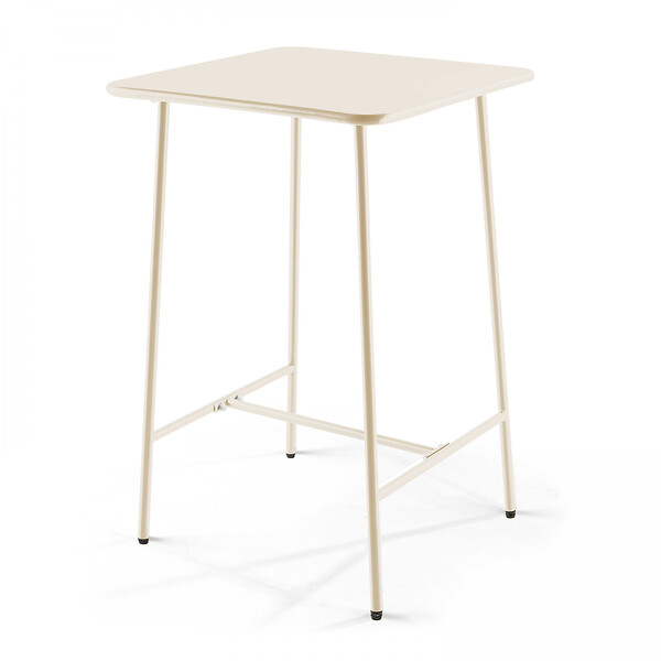 OVIALA - Ensemble table de bar et 2 chaises hautes en métal ivoire - Palavas - large
