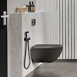 OLFA - Douchette WC Cox ronde Noir Mat + support + flexible - vignette