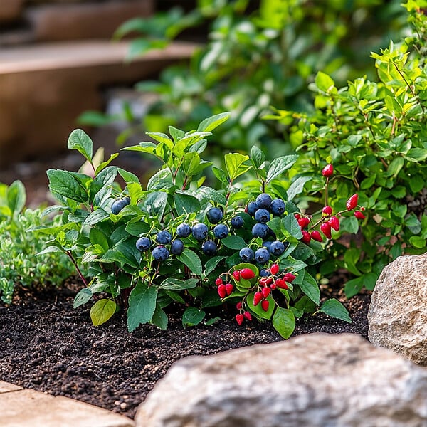 PLANT IN A BOX - Mélange de plantes fruitières - Set de 3 - Lycium, Vaccinium - H25-40cm - ⌀9cm - large