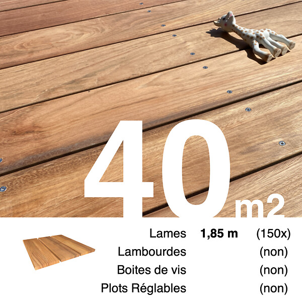TERRASSEENBOIS - Planches de terrasse bois exotique JATOBA pour 40 m², Longueur 1,85 m. - large