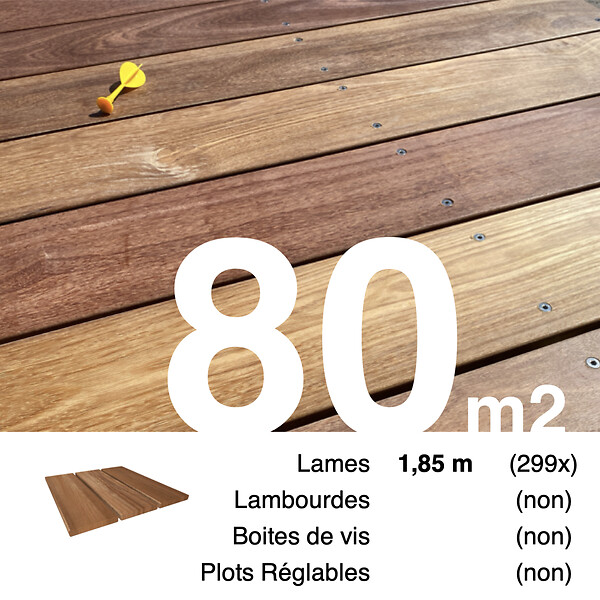 TERRASSEENBOIS - Planches de terrasse bois exotique CUMARU pour 80 m², Longueur 1,85 m. - large