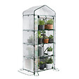 VOUNOT - Serre de jardin avec etageres et bache PE renforcee 135gr/m2 69x49x160cm blanc - vignette