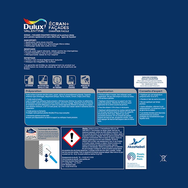 DULUX VALENTINE - Ecran+ Façades Chantier Facile Dulux Valentine Anthracite 2,5L - large