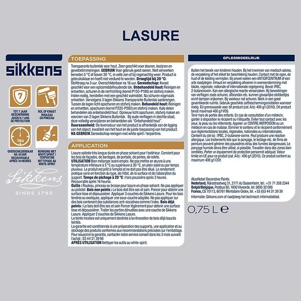 SIKKENS - Lasure glycéro Satin Chêne Foncé 0.75 L - large