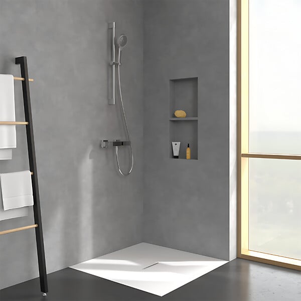 VILLEROY ET BOCH - Mitigeur douche thermostatique  Universal rectangle + Ensemble de douche Verve Showers chromé - large
