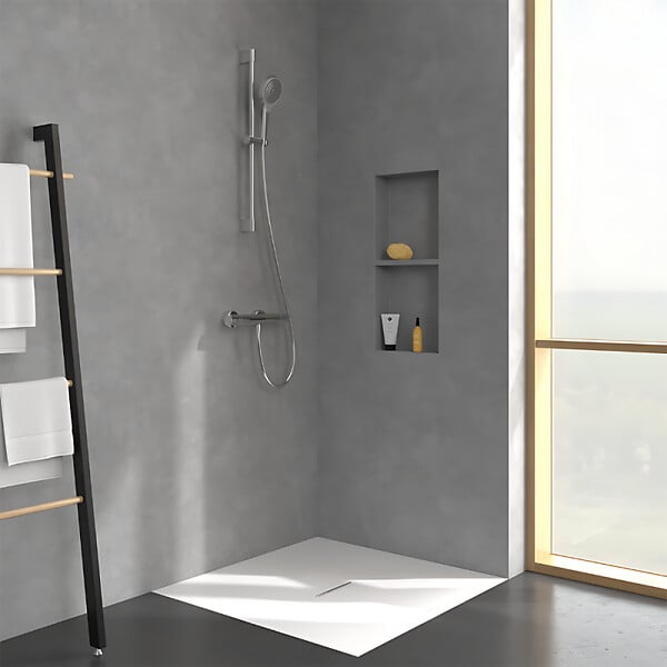 VILLEROY ET BOCH - Mitigeur douche thermostatique  Universal rond + Ensemble de douche Verve Showers 3 jets chromé - large