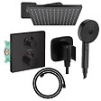 HANSGROHE - Colonne douche thermostatique Ecostat Square Douche de tête Vernis Shape Flexible Designflex Douchette Pulsify noir mat - vignette