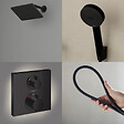 HANSGROHE - Colonne douche thermostatique Ecostat Square Douche de tête Vernis Shape Flexible Designflex Douchette Pulsify noir mat - vignette