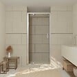 AURLANE - Porte de douche pivotante - 90x200 cm - Profilés Chrome - verre trempé 6 mm - CHROMED CRUSH - vignette