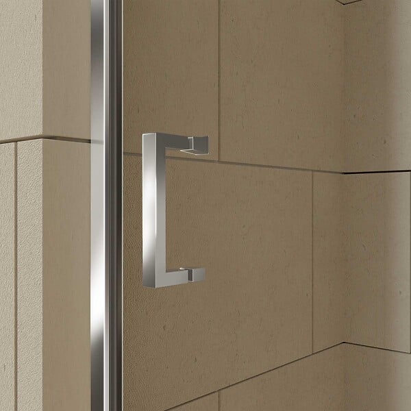 AURLANE - Porte de douche pivotante - 90x200 cm - Profilés Chrome - verre trempé 6 mm - CHROMED CRUSH - large