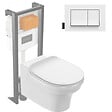 JACOB DELAFON - Pack WC suspendu sans bride à économie d'eau Cléo 1889 +  abattant + bâti-support + plaque rectangle blanche - vignette