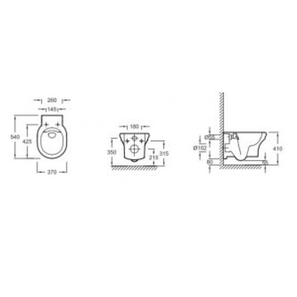 JACOB DELAFON - Pack WC suspendu sans bride à économie d'eau Cléo 1889 +  abattant + bâti-support + plaque rectangle blanche - large