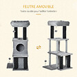 PAWHUT - Arbre à chat centre d'activités griffoirs jeu boule suspendue et à ressort 2 niches housses amovibles plateformes gris - vignette