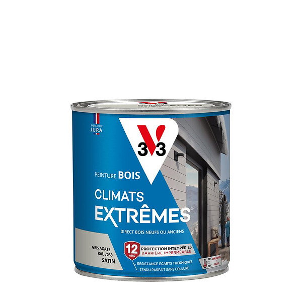 V33 PEINTURE - Peinture bois Climats Extrêmes® gris agate satin 0.5 litre - large