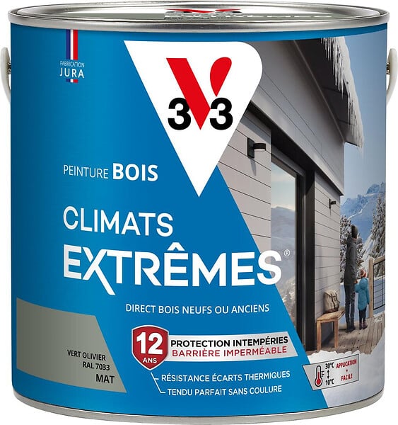 V33 PEINTURE - Peinture bois Climats Extrêmes® vert olivier 2 litres - large