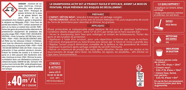 V33 PEINTURE - Shampoing actif ciment beton 1 L - large
