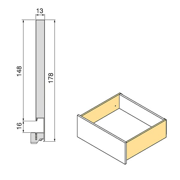 EMUCA - Tiroir extérieur Vertex avec réglages 3D hauteur 178 mm, 40kg, profondeur 450mm, Acier, Peint en aluminium - large