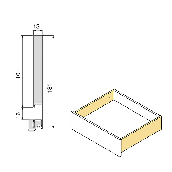 EMUCA - Tiroir extérieur Vertex avec réglages 3D hauteur 131mm, 40kg, profondeur 400mm, Acier, Peint en aluminium - large