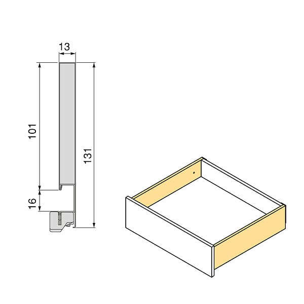 EMUCA - Tiroir extérieur Vertex avec réglages 3D hauteur 131mm, 40kg, profondeur 500mm, Acier, Peint en aluminium - large