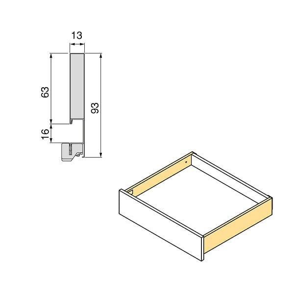 EMUCA - Tiroir extérieur Vertex avec réglages 3D hauteur 93mm, 40kg, profondeur 450mm, Acier, Peint en aluminium - large
