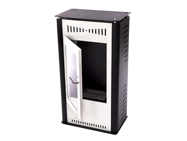 PURLINE - Poêle à éthanol 3kW en acier blanc avec porte en verre trempé - large