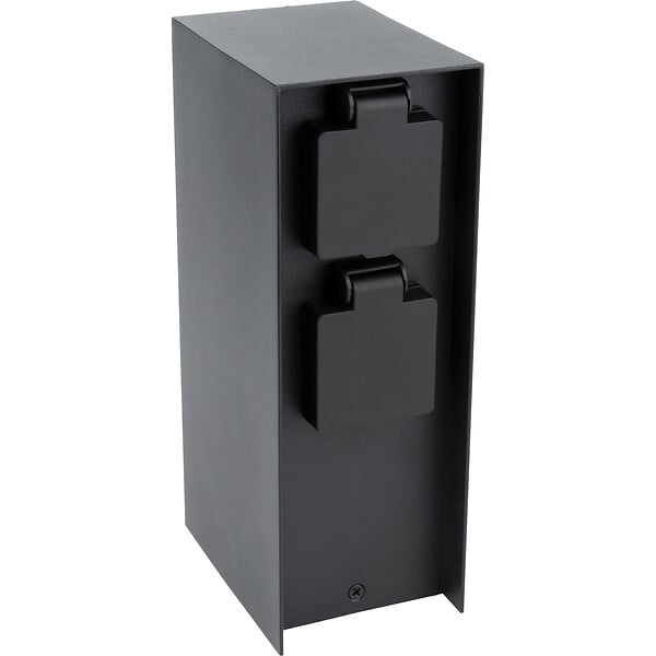 ZENITECH - Borne de jardin à fixer 2x16A + programmateur IP44 - Alu Noir - Zenitech - large