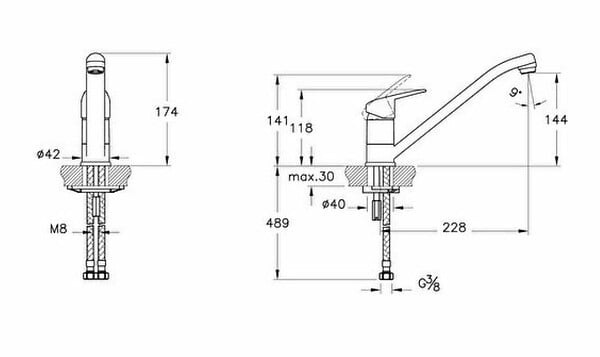 VITRA - Mitigeur de cuisine bec bas cartouche 1/2 C2 éco - VITRA - A43429EKF - large