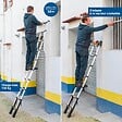 HOSTRÃ–M - Echelle telescopique 2,9m TELESCOO10, Aluminium, Pliable, Extensible, Hauteur de travail max 3,8m, Standart EN131, Garantie 5 ans, Hostrom - vignette