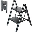 HOSTRÃ–M - Escabeau 2 marches FOLDPACT2, Marche pied pliable, Design ultra-compact, Marches larges 17,5 cm, Acier, Etagère temporaire, Garantie 5 ans, Hostrom - vignette