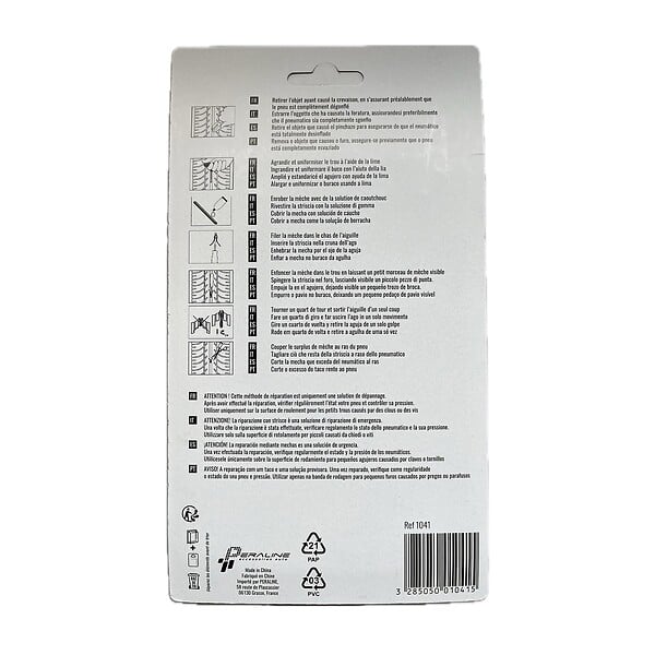 PERALINE - Kit de Réparation  6 pièces  pour pneu Tubeless - - large