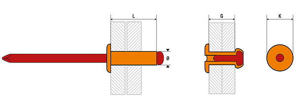SCELL-IT - Rivet standard aluminium/acier tête plate - SCELL-IT - ASD4806 - large