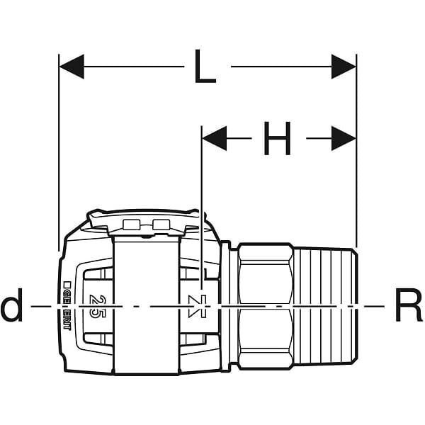 GEBERIT - Raccord FlowFit filetage mâle - DN. 12 / 15 - Ø 16 mm x Rp. 1/2'' -  - 620.310.00.1 - large