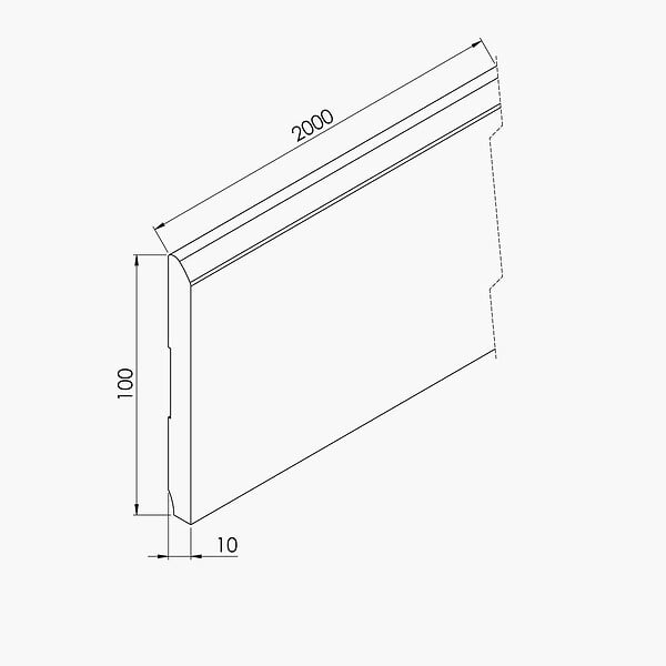 TECNOPROFILS - Plinthe MDF 2 m - Chêne Cérusé - Lot de 5 - 100 x 10 mm - large