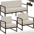 TECTAKE - Salon de jardin COMOSA pour 4 personnes marron/beige - vignette