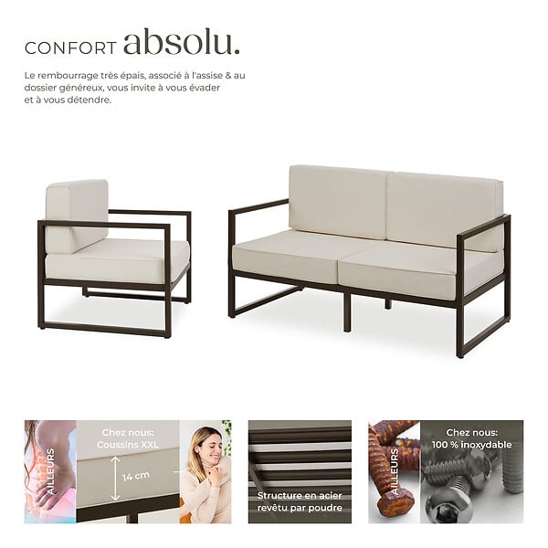 TECTAKE - Salon de jardin COMOSA pour 4 personnes marron/beige - large