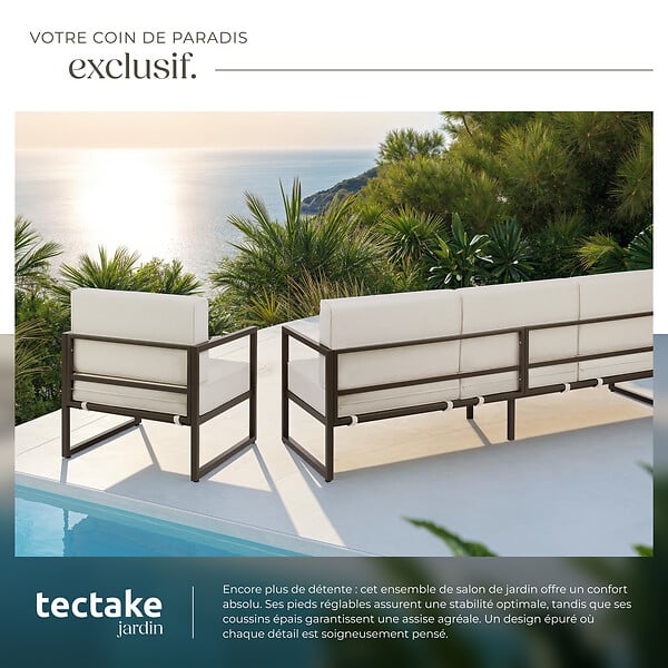 TECTAKE - Salon de jardin COMOSA pour 5 personnes marron/beige - large