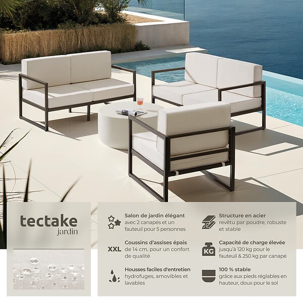 TECTAKE - Salon de jardin COMOSA pour 5 personnes marron/beige - large