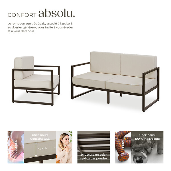 TECTAKE - Salon de jardin COMOSA pour 5 personnes marron/beige - large