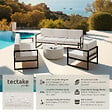 TECTAKE - Salon de jardin COMOSA pour 7 personnes marron/beige - vignette