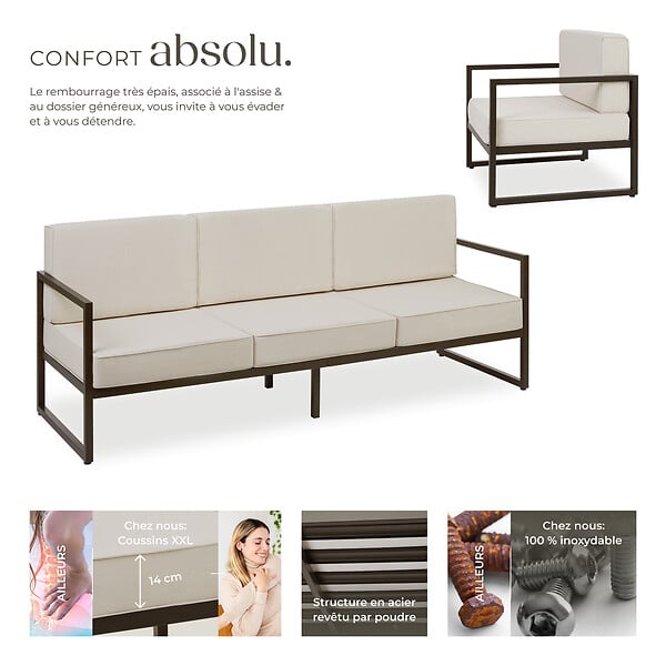 TECTAKE - Salon de jardin COMOSA pour 7 personnes marron/beige - large