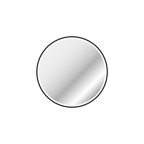 AURLANE - Miroir salle de bain ROND avec éclairage LED et contour noir - Diam 50cm - large