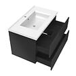 AICA SANITAIRE - AICA Meuble salle de bain 80cm noir brillant avec 2 tiroirs à fermeture automatique et simple lavabo céramique - vignette