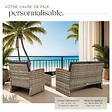TECTAKE - 4 Places salon bas de jardin marron naturel gris foncé design moderne coussins confortables montage facile - vignette