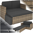 TECTAKE - Canapé de jardin lounge modulable en résine nature avec coussins hydrofuges amovibles - vignette
