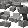 TECTAKE - Canapé de jardin Pisa 5 places avec coffre de rangement, variante 2 gris - vignette
