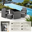 TECTAKE - Salon de jardin résistant UV 4 places en acier poly rotin gris ensemble mobilier extérieur - vignette