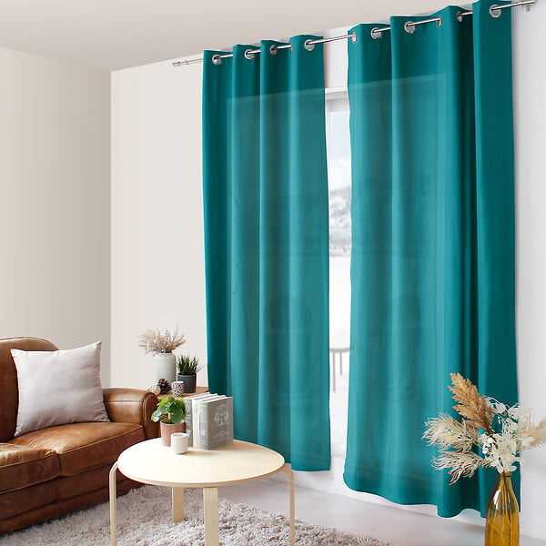 C MA DECO - Rideau en microfibre - Œillets - Bleu canard - 140x240cm - large