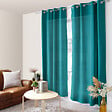 C MA DECO - Rideau en microfibre - Œillets - Bleu canard - 140x240cm - vignette